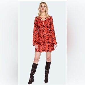 Voodoo Vixen 
60’s bleeding hearts print, flare sleeve mini dress Size M
